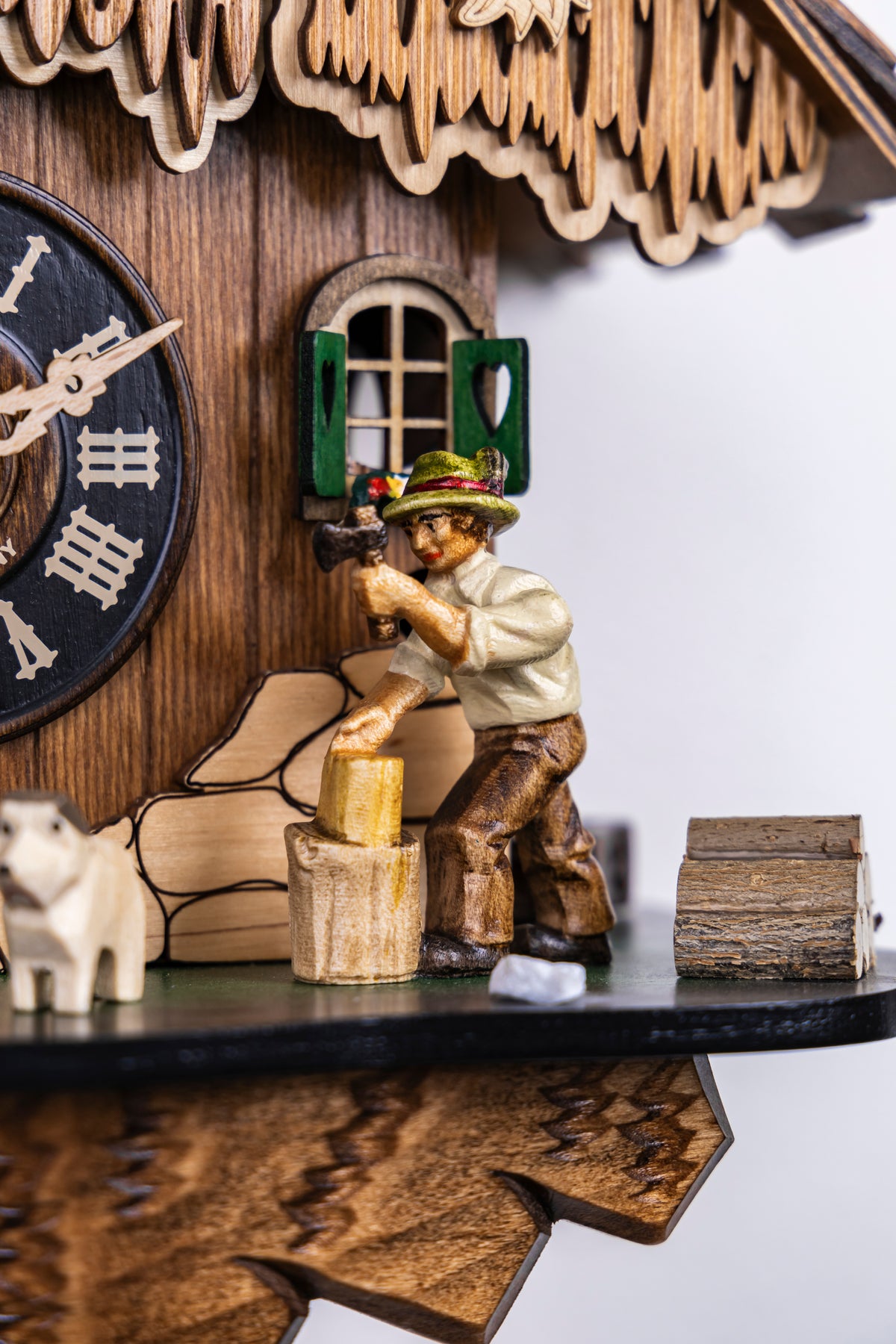 KQ 20- Wood Cutter 1 Quartz German Handcrafted Cuckoo Clock ...